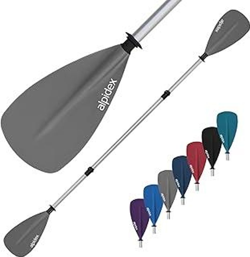 2 in 1 Paddel SUP Kajak Verstellbar Leicht Doppelpaddel Teleskoppaddel 160-207cm Aluminium Stechpaddel Stand Up Paddle Board Kajakfahren, Farbe:grau