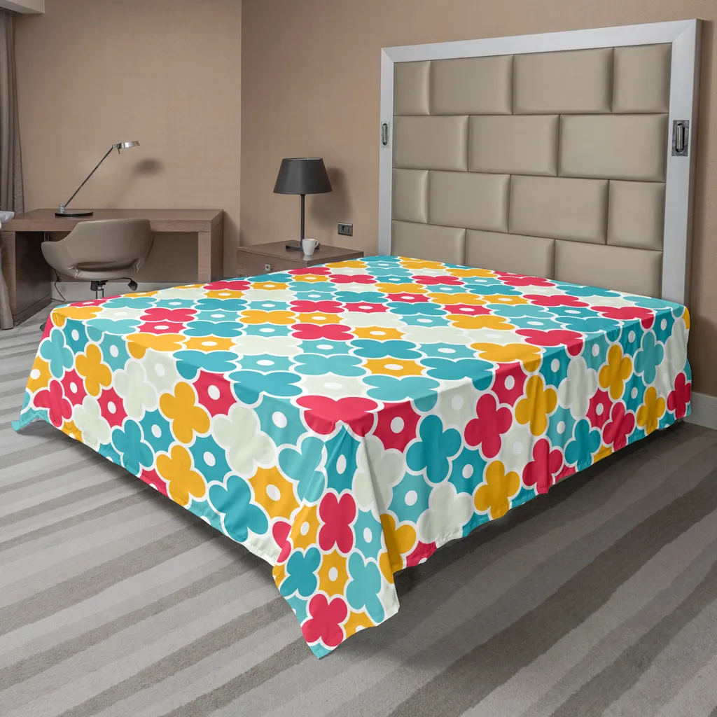 Drap de Lit Supérieur Imprimé Floral 260x228 cm Doux et Confortable