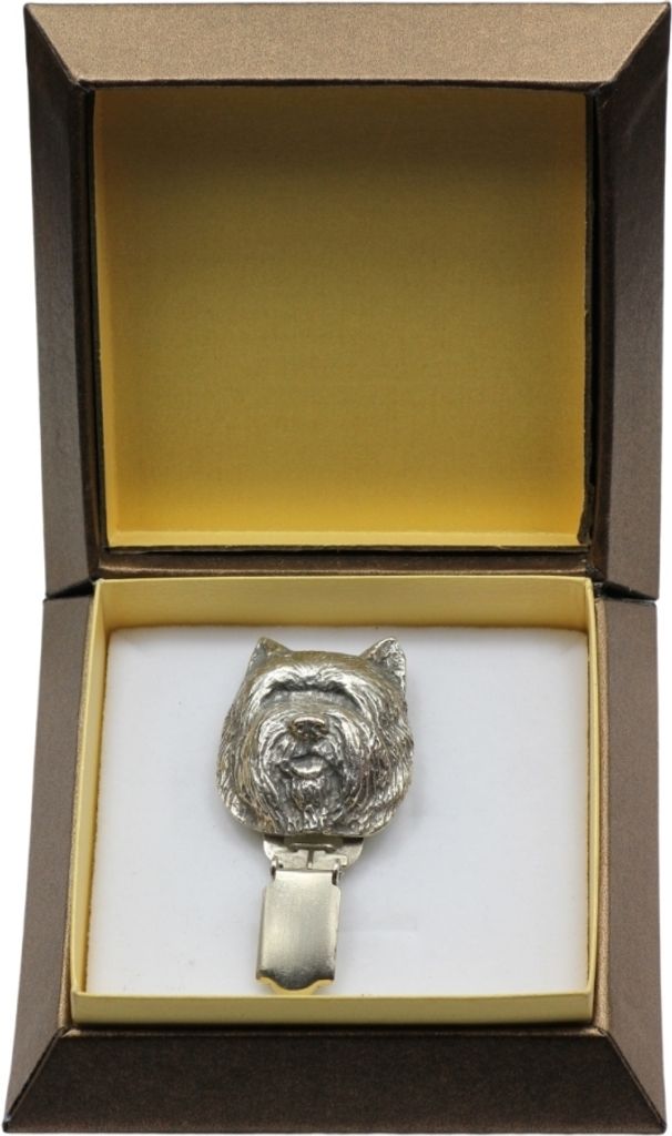 Cairn Terrier - Brosche mit Clip, Startnummernhalter, versilberte Anstecknadel für Hundeausstellungen der Marke Art-Dog