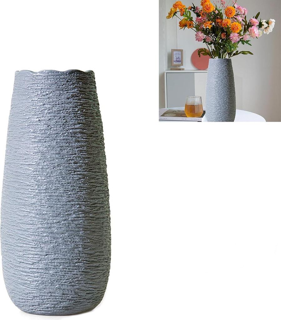 Große Keramische Vase für Wohndekoration - Dekorative Vasen in Dunkelgrau
