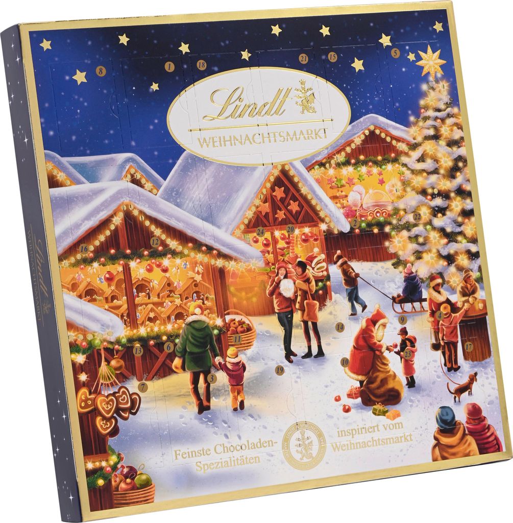 Lindt Vánoční trh Stolní kalendář Směs mini kuliček 115g Obrázek produktu 