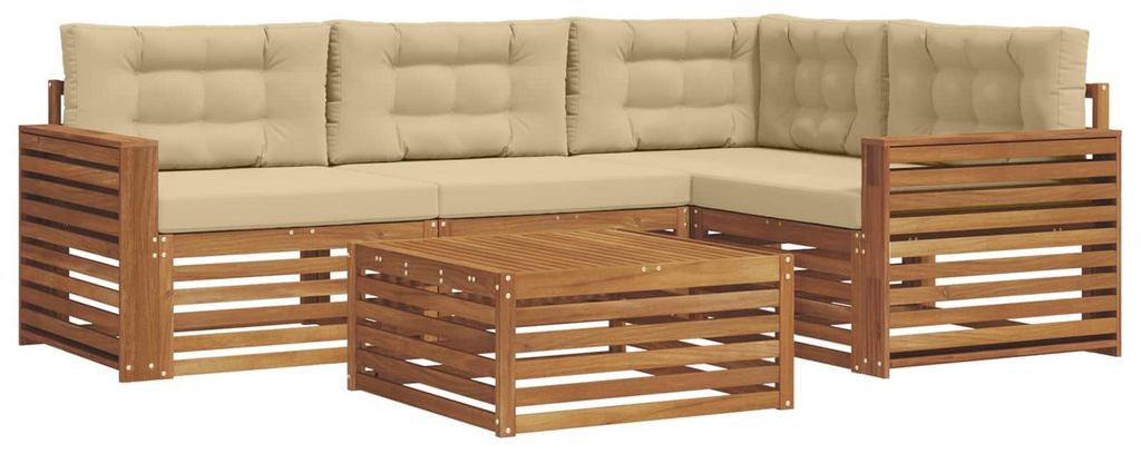 vidaXL Outdoor-Sofagarnitur mit Kissen 5 pcs Natur und Beige