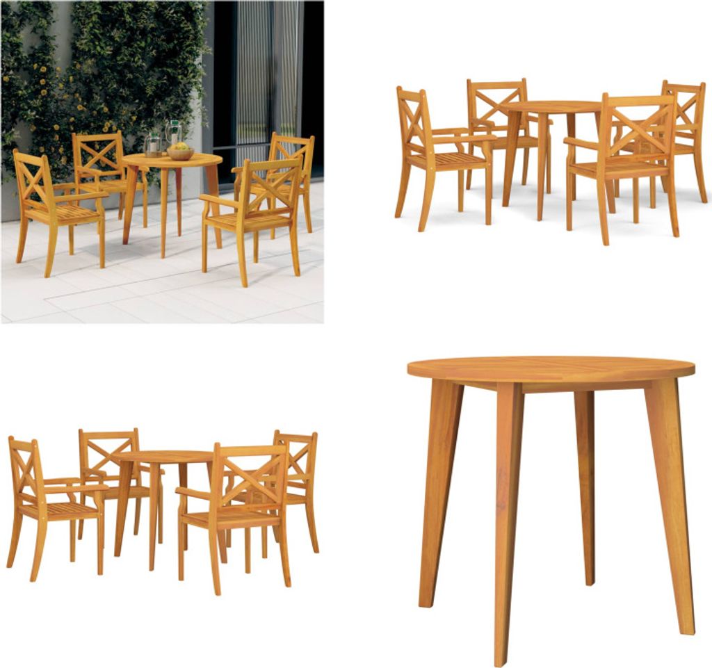 vidaXL 5 tlg. Garten Essgruppe Massivholz Akazie - Garten Essgruppe - Garten Essgruppen - Gartengarnitur - Garten-Essgarnitur