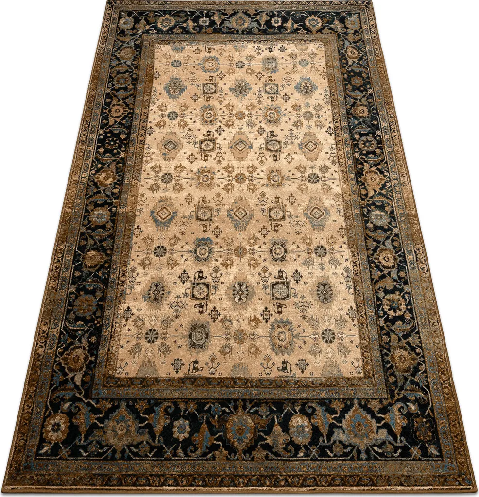 Tapis de salon en laine motif ornemental marron cognac 170x235 cm AVILA