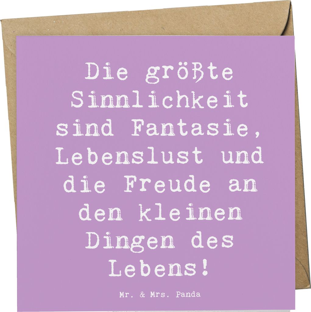 Mr. & Mrs. Panda doppelkarte Spruch Sinnlichkeit und Freude - Lavendeltraum - Geschenk, Grußkarte, Genuss, Ruhe, Gefühl, Zitat, Motivation, Sinne...