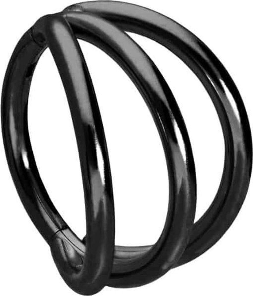 Ohrpiercing, Nasenpiercing, Septum Piercing Titan Segmentring Clicker 3 RINGE Schwarz Innendurchmesser: 8 mm