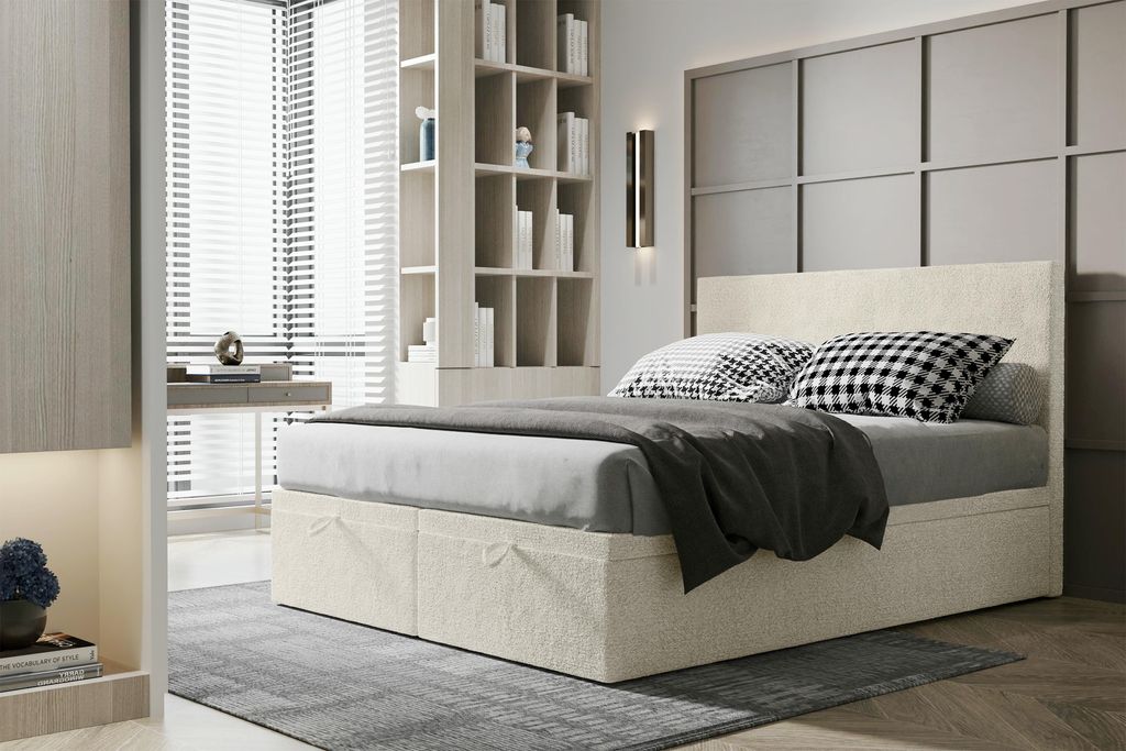 VELAR Boxspringbett mit bettkasten "MISTO", 200 cm, Beige