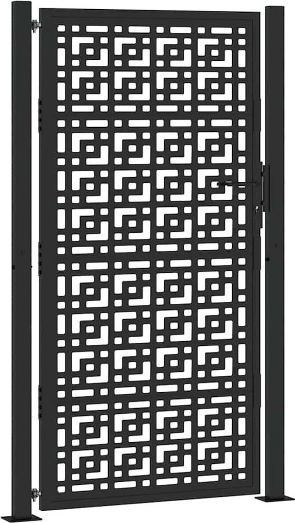 vidaXL Záhradná brána Čierna 100x175 cm Oceľový krížový Obrázok produktu 