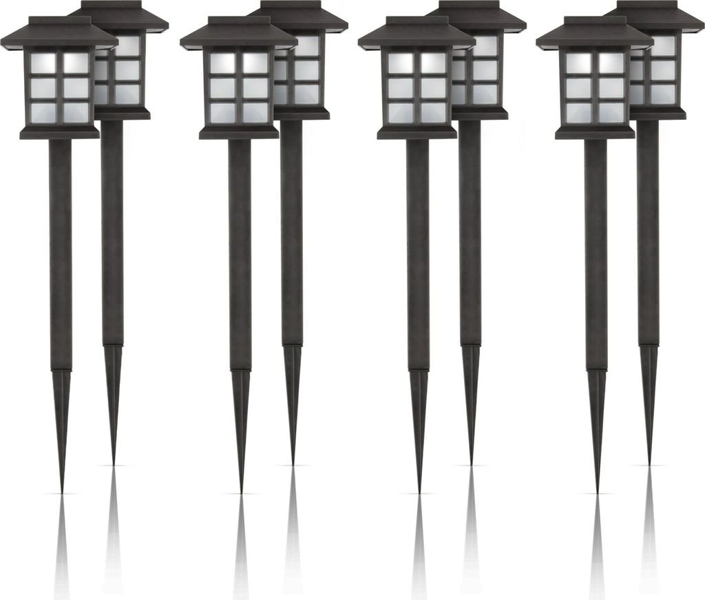 LED Solar Gartenleuchten für Außen ( 8er Pack), wetterfest IP44 spritzwassergeschützt, 38 cm Stecklampe mit Erdspieß, Beleuchtung für Terrasse