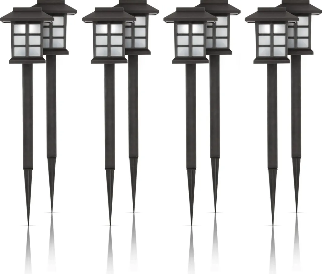 Lanterne solaire design noir 38 cm - Pack de 8 lampes LED sans fil