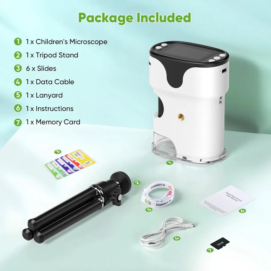 Microscope portable blanc zoom 1000x avec éclairage LED haute clarté - 2
