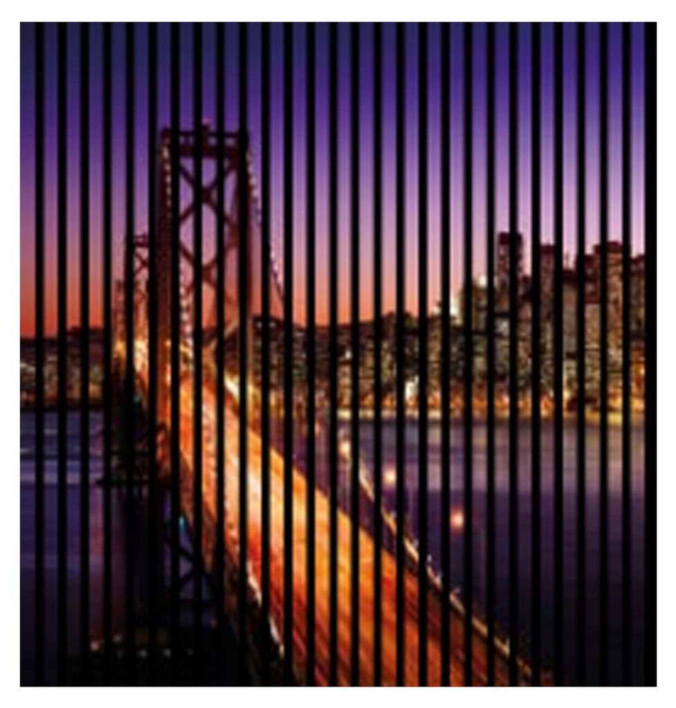 Akustikpaneele mit Digitaldruck San Francisco01 19 x 1133 x 1195 mm San Francisco Golden Gate Bridge MDF PET-Fasern Wandpaneele Lila Orange 2 Einze...