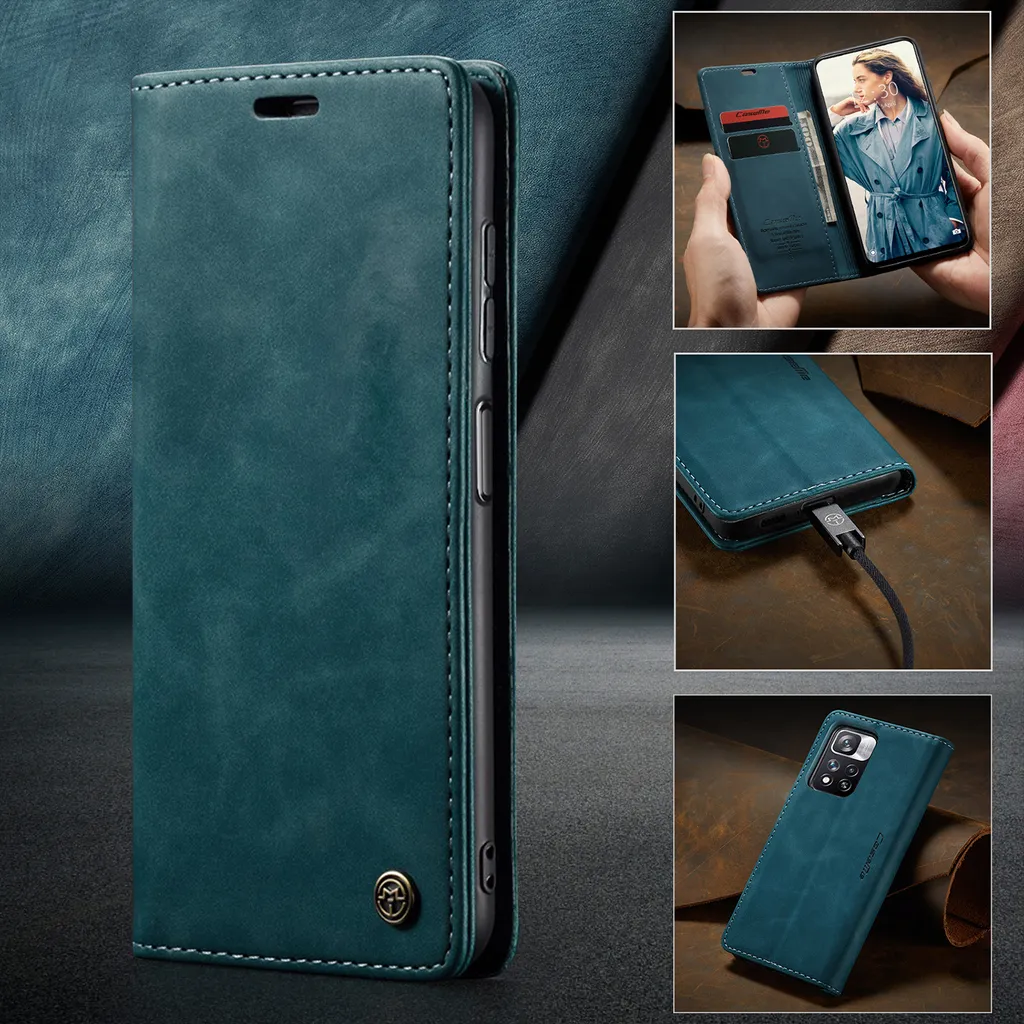 Custodia LBH Per Xiaomi Redmi Note 13 Pro – Portafoglio Con Funzione Supporto, Turchese/verde Vintage