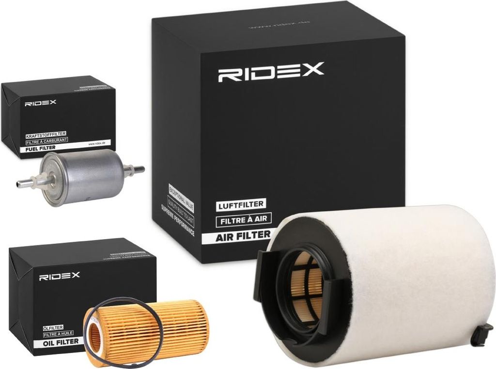 RIDEX Filterset Inspektionspaket Filtersatz für VW Golf V Schrägheck (1K1) TOURAN (1T1, 1T2) GOLF PLUS (5M1, 521) Passat Limousine (3C2) für AUDI