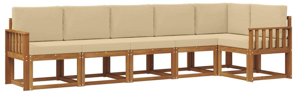 vidaXL Outdoor-Sofagarnitur mit Kissen 6 pcs Natur und Beige