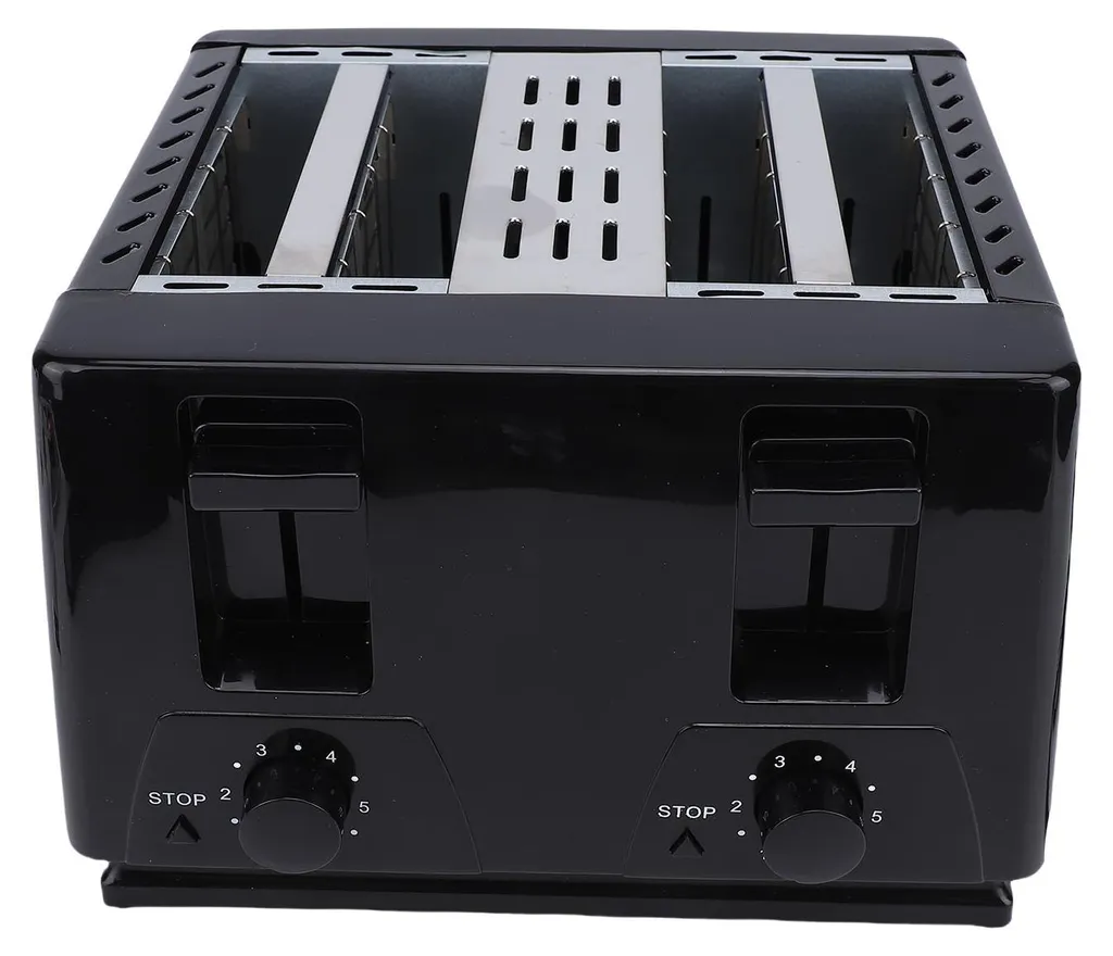 Grille-pain 4 tranches inox fentes larges : fini le pain coincé en fente