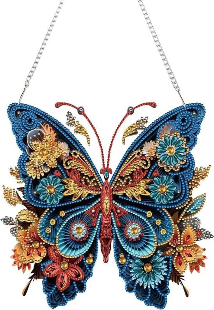 Objet d'art mural papillon bleu en cristal pour décoration d'intérieur