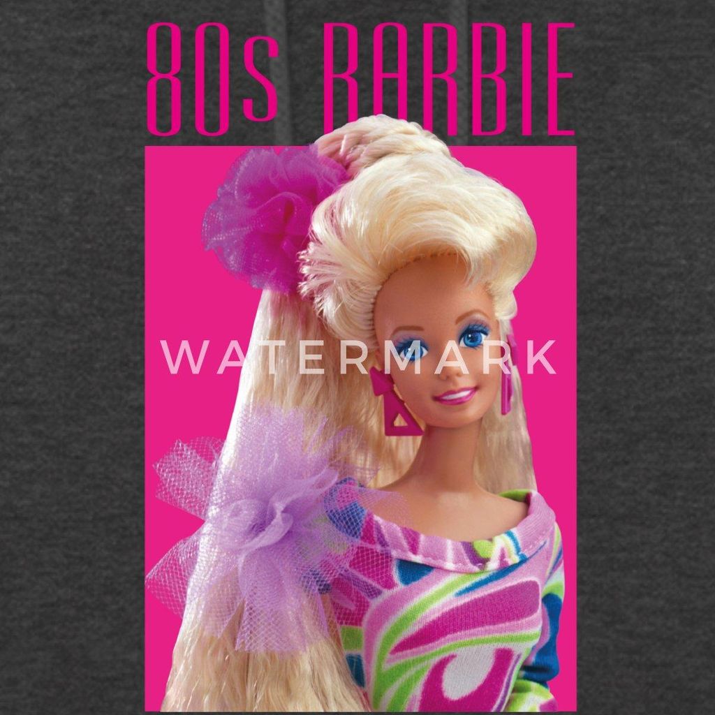 Spreadshirt Barbie Porträt Charakter 80er Barbie 80er Jahre Damen Hoodie, M, Anthrazit