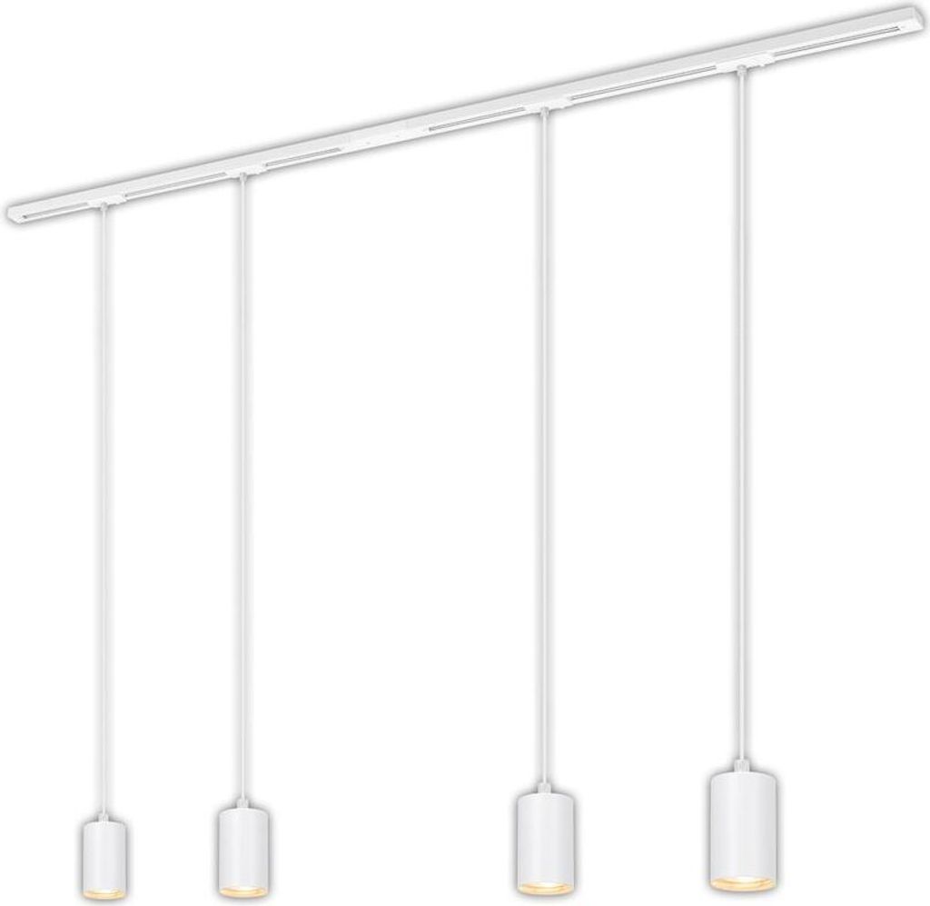 Briloner Rail Schienensystem, Komplettset, 4x GU10 Pendel, Einspeisung, Weiß, 1,5 m