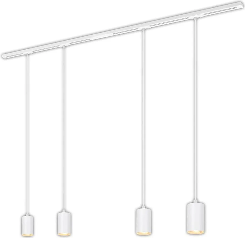 Luminaire de cuisine sur rail blanc 150cm Briloner 4 suspensions GU10