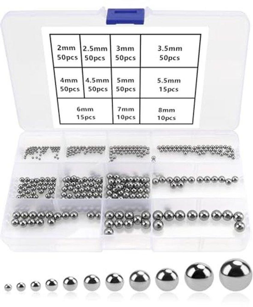 Bolgewinde Kugellager - Präzise Stahlkugeln - 400 Stück in 11 Größen (2-8 mm)