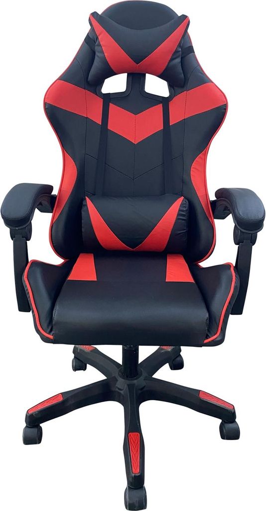 A gaming chair shown from the front on a white background.
