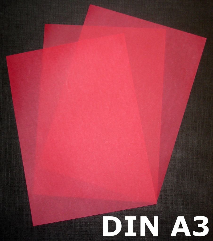 50 Blatt DIN A3 Transparentpapier Zanders Spectral 100g/m² Farbe rot transparent exzellente Durchsicht, sehr gute Qualität, mögliche Verwendung:...
