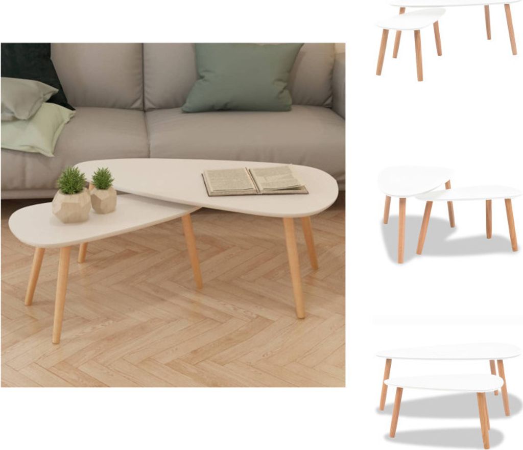 vidaXL Beistelltisch-Set 2 Stk. Kiefernholz Massiv Weiß - Couchtische