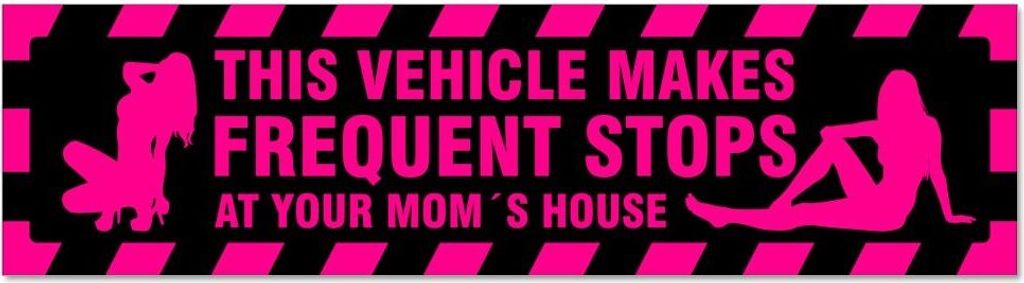 Kiwistar - Autoaufkleber - Pink - Schwarz - 30 x 8 cm - Frequent Stops Your Mom gestreift - Hinweis Aufkleber Sticker für Auto, Kfz, Fahrrad, PKW,...