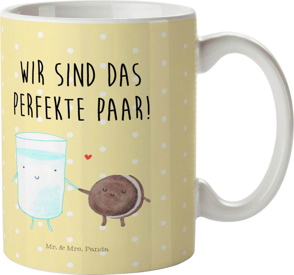 Mr. & Mrs. Panda Haferl Milch Keks - Gelb Pastell - Geschenk, Reisebecher, Kekse, Pott, Kindertasse, Trinklernbecher, Tiere, Milk, Plastikbecher, K...