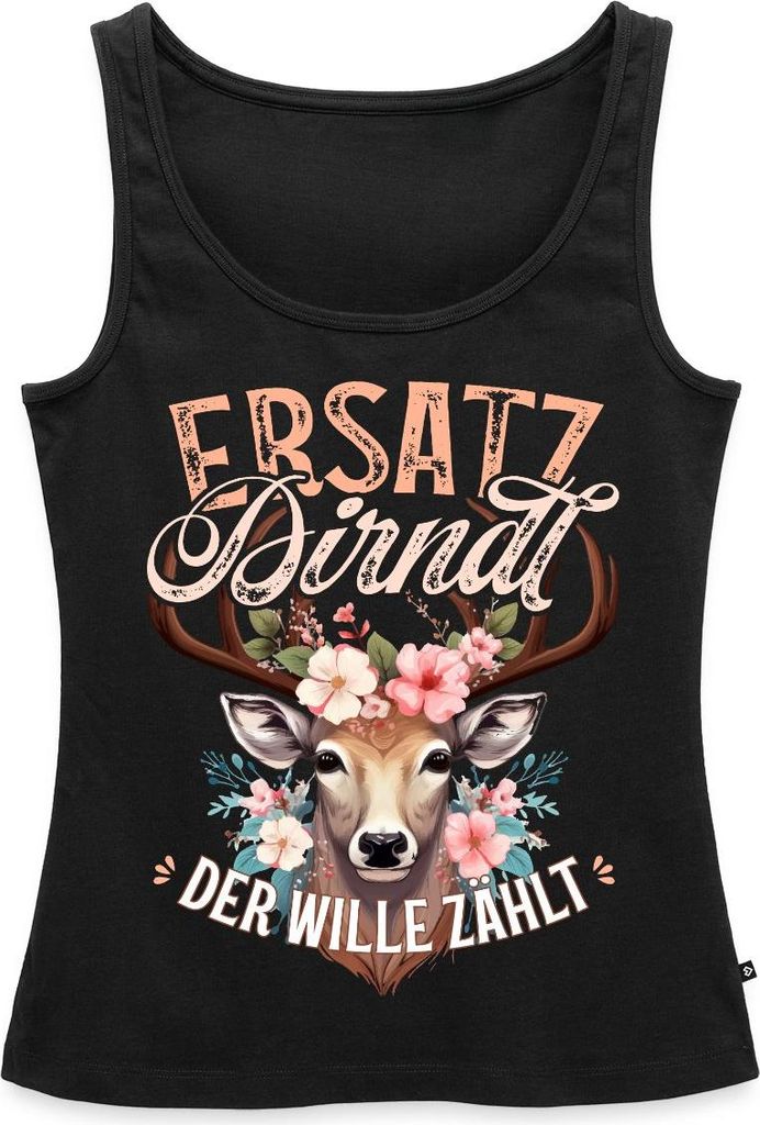 Spreadshirt Ersatz Dirndl Trachten T-Shirt Für Damen Und Kinder Frauen Premium Tank Top, S, Schwarz