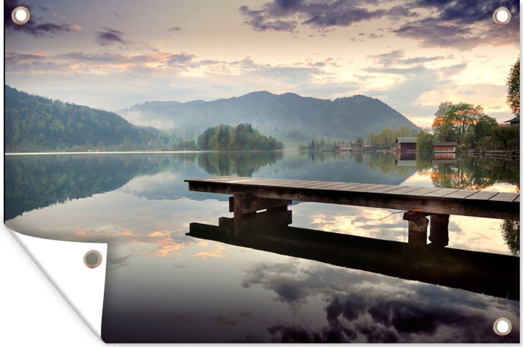 MuchoWow 60x40 cm Outdoor-Poster Gartendeko Sichtschutz Garten Poster für den Garten Blick auf einen Steg