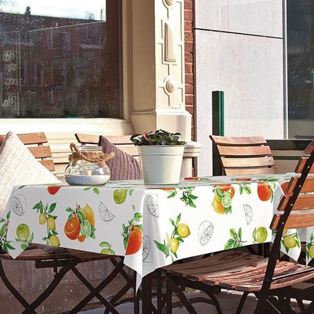 Tischdecke aus Wachstuch, rund, Manhattan, Zitronengras, 150 cm – d-c-table