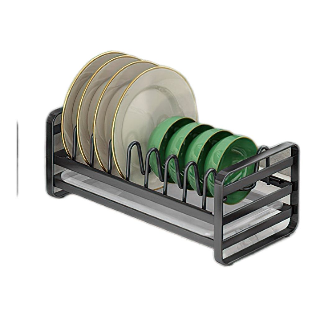 Kleines Kompaktes Abtropfgestell für Küchentheke - Mit Abtropfmatte, Edelstahl-Gestell für Küchenspüle, Platzsparendes Tellerregal, 32,5x16,3x...