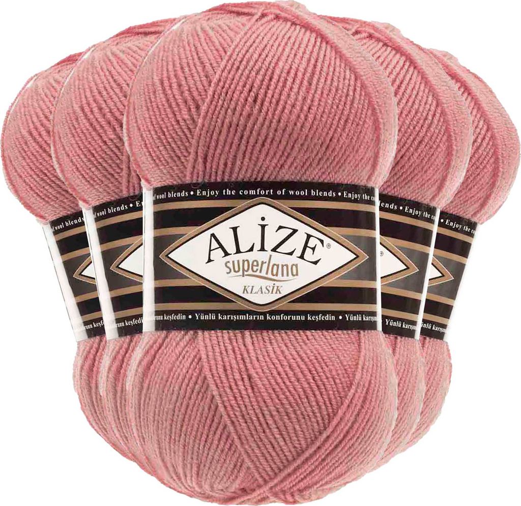 5 x 100g Strickgarn Alize Superlana Klasik 25% Wolle, Farbwahl