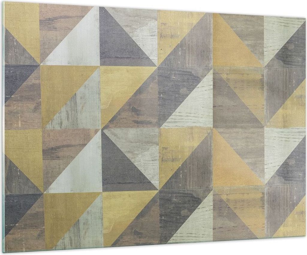Bilder auf glas - Einteilig - Abstraktion Geometrisch Dreiecke - 100x70cm - Glasbilder - Wandbilder - Bilder - Wanddekoration aus Glas - Glas Bilde...