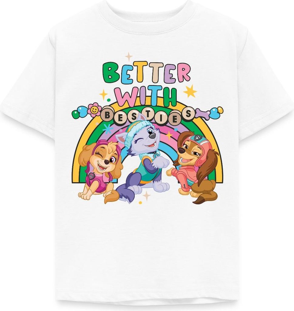 Spreadshirt Paw Patrol Skye Everest & Liberty Beste Freunde Kinder T-Shirt, 122/128 (7-8 Jahre), Weiß