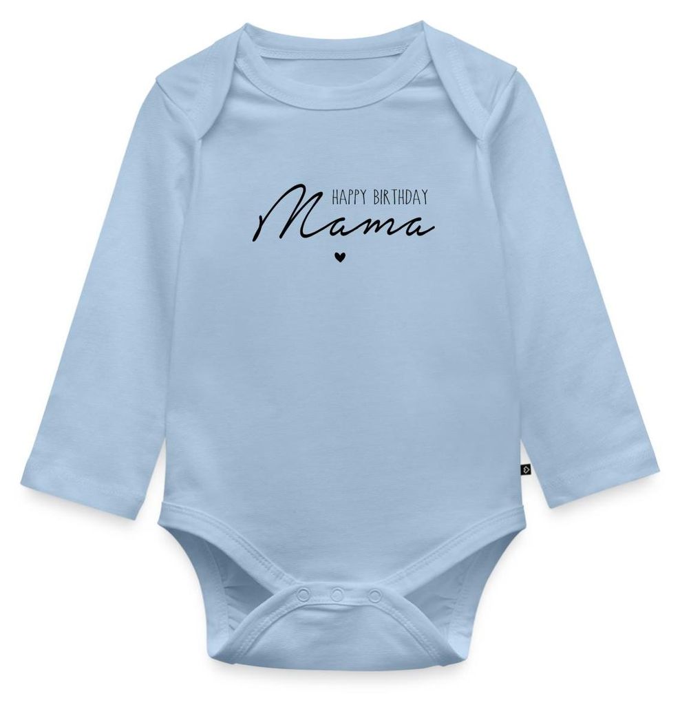 Spreadshirt Happy Birthday Mama Mit Herz Für Geburtstag Tages Baby Body Langarm, 92 (1,5 - 2 Jahre), Hellblau