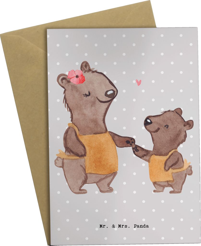 Mr. & Mrs. Panda Beileidskarte Arbeitserzieherin Herz - Grau Pastell - Geschenk, Arbeitserzieher, Studium, Dankbar, Hilfsbereit, osterkarte, weihna...