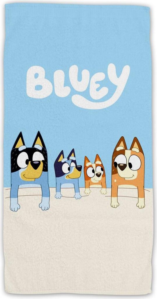Jerry Fabrics Bluey Bingo Strandtuch Urlaub Kinder Schwimmen Kinder Badetuch Geschenk, 70 x 140 cm, Blau