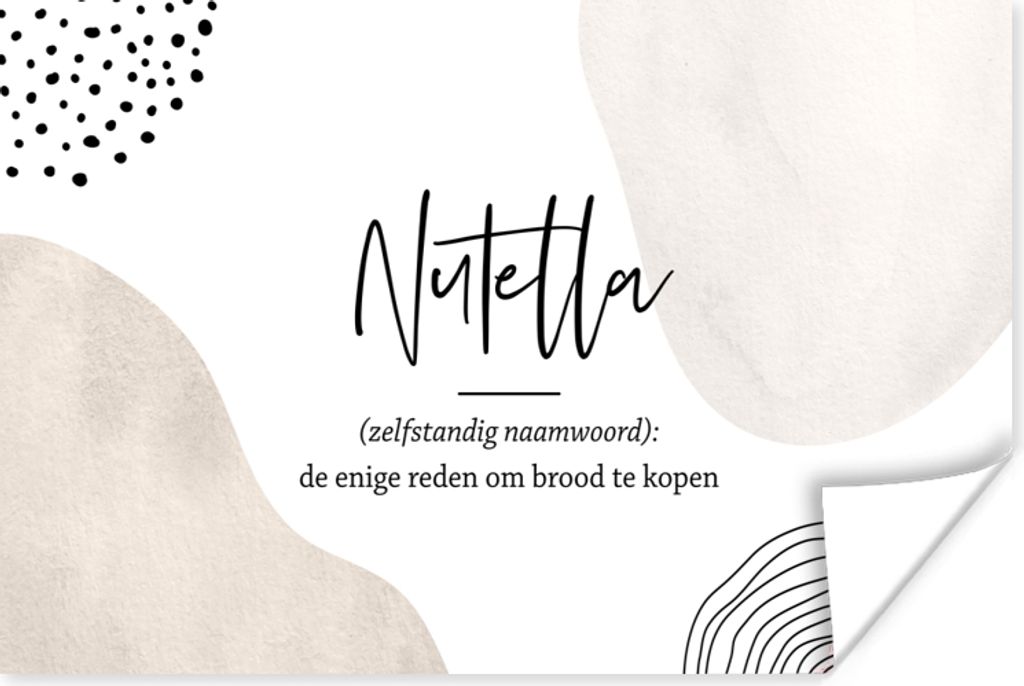 MuchoWow Poster Nutella - Sprichwörter - Zitate - Nutella Definition - Wörterbuch 90x60 cm - Schlafzimmer