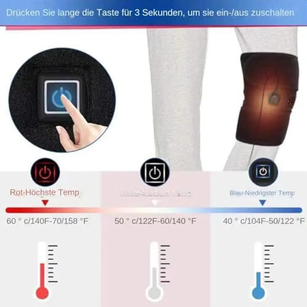 Ahuuen ginocchiere riscaldate, cuscinetto riscaldante - regolabile, avvolgimento del cuscinetto USB, scaldino elettrico, gamba di supporto a 3 velocità di temperatura