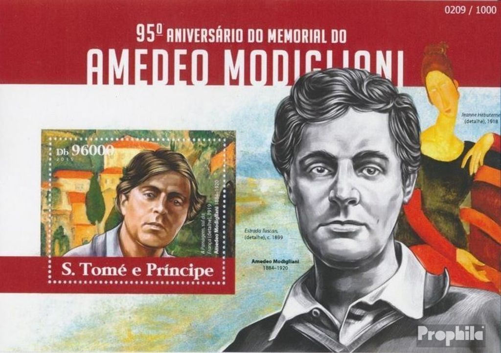 Briefmarken Sao Tome e Principe 2015 Mi Block 1102 (kompl. Ausgabe) postfrisch Amedeo Modigliani