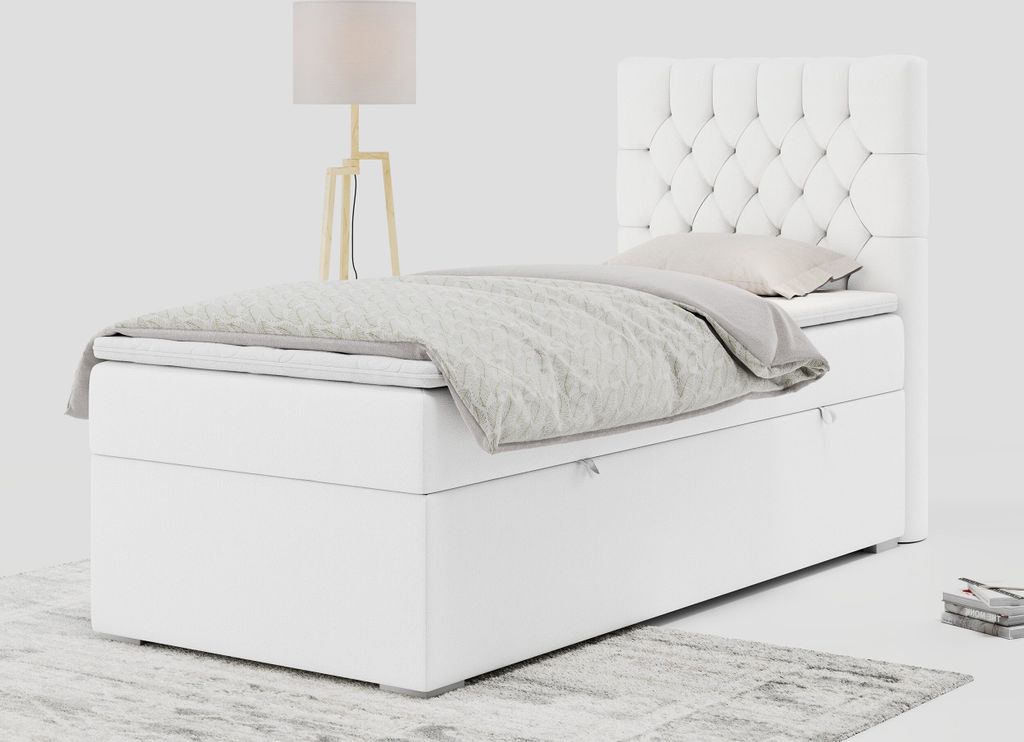Einzelbett - Boxspringbett 90x200 mit Bettkasten und Produktbild 