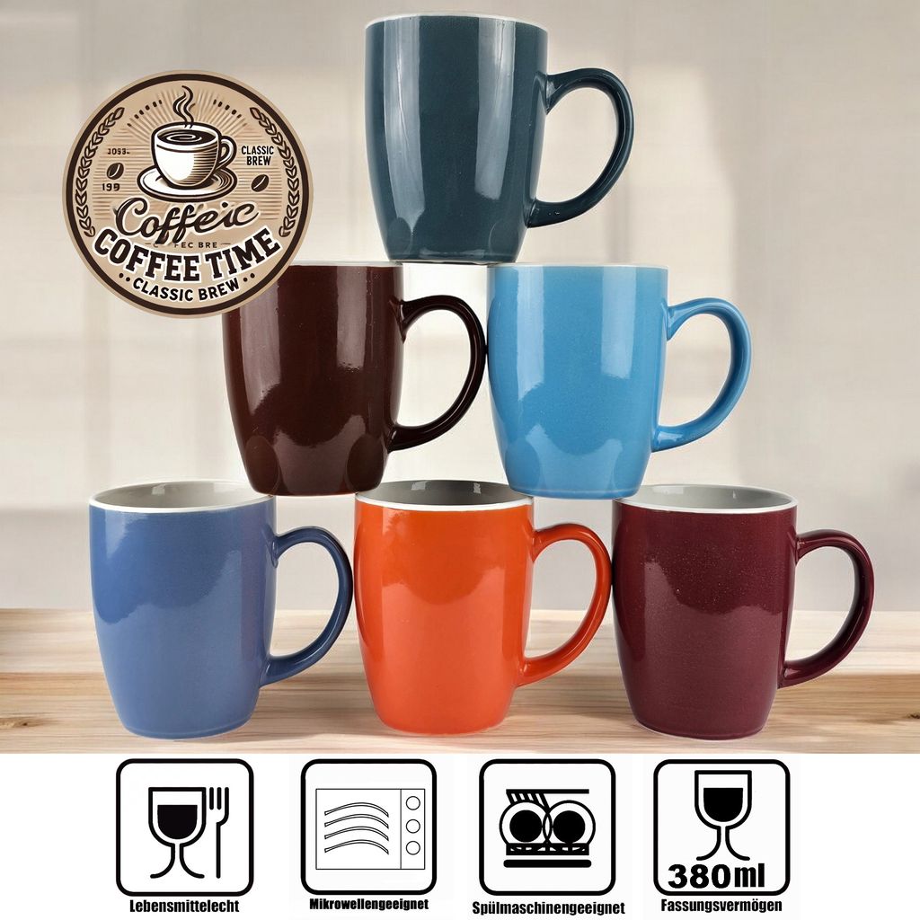 Kaffeetassen 6er Set Kaffeebecher Kaffee Tassen Becher Produktbild 5
