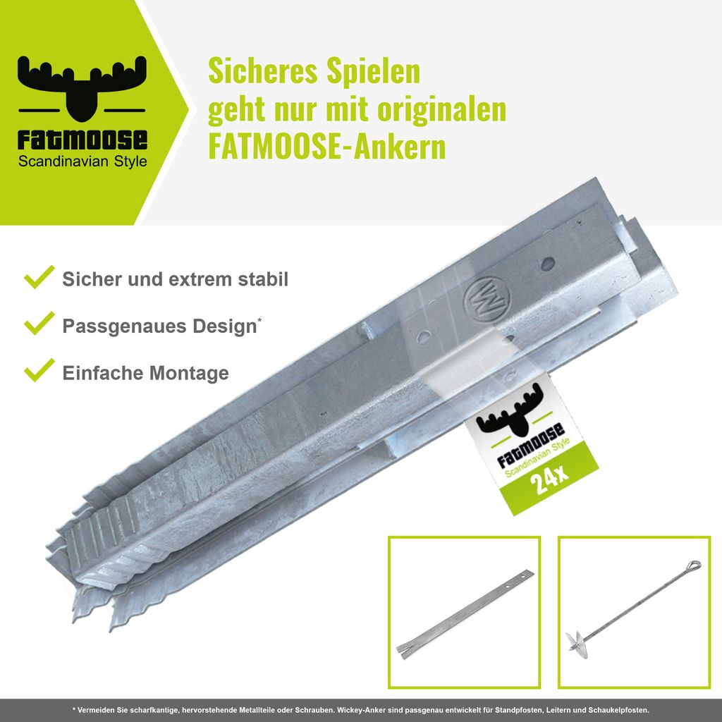 FATMOOSE ProFix Winkelanker 8er Set Spielturm Zubehör Befestigungsanker Erdanker 