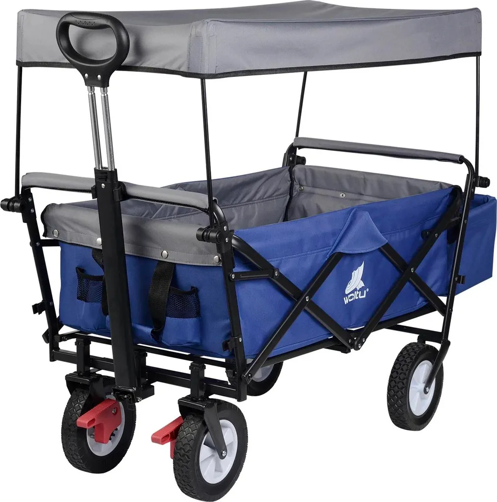 Chariot de jardin pliable 80kg - Évitez le mal de dos - Toit inclus