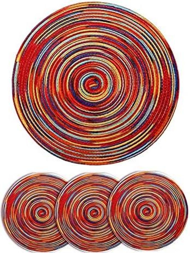 Alnicov Bunte runde Tischsets, 30 cm, 4 Stück, aus gewebtem Rattan, hitzebeständig, für Esstisch, Urlaub, Weihnachten, Küchentisch, Regenbogen