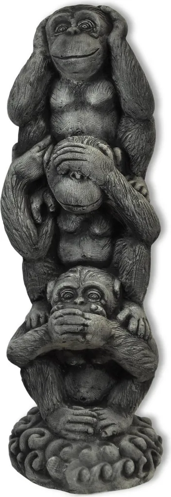 Set de 3 singes de la sagesse en bois massif I Sculptures artisanales