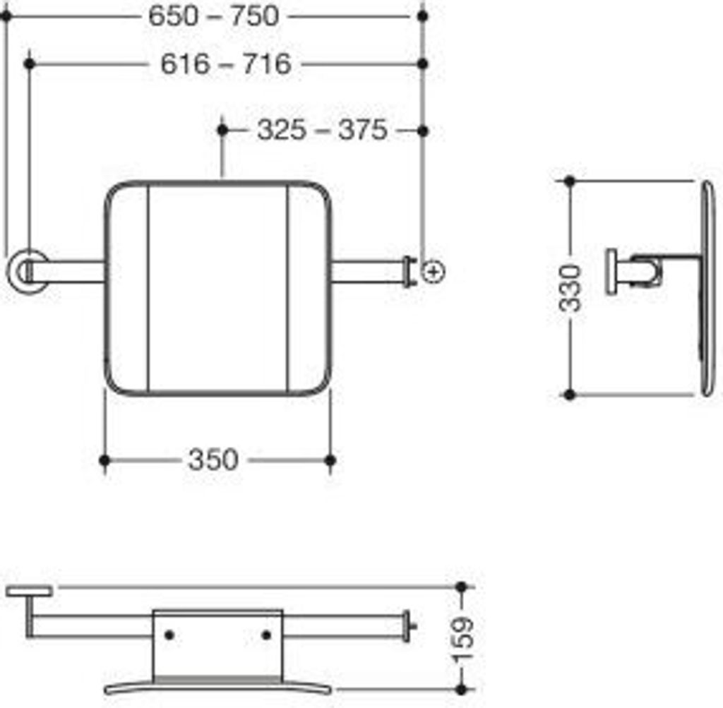 HEWI 900.51.91240 92 Mobile Rückenstütze,T:150, re Wand,
